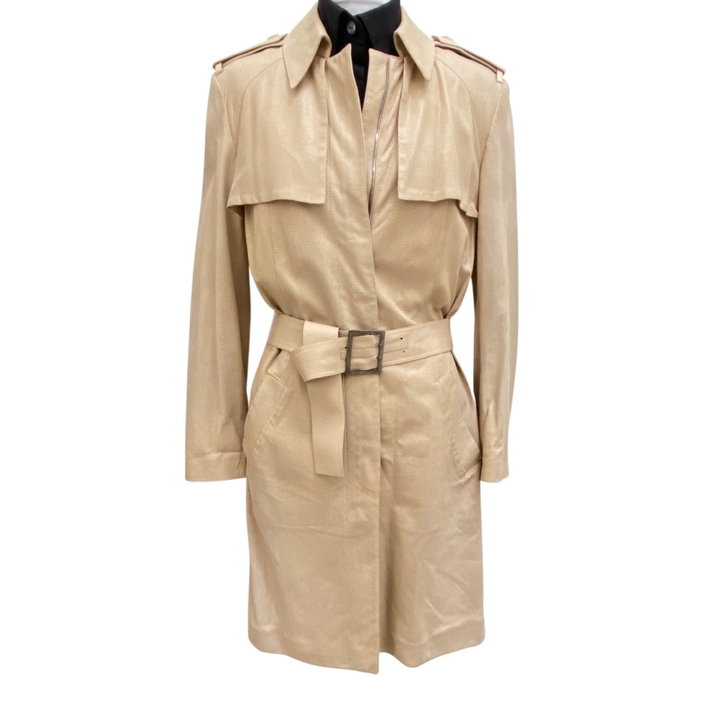 GUCCI TOM FORD PERFORATED LAMBSKIN LIGHTWEIGHT LEATHER DUSTER SIZE 10/ 44 IT